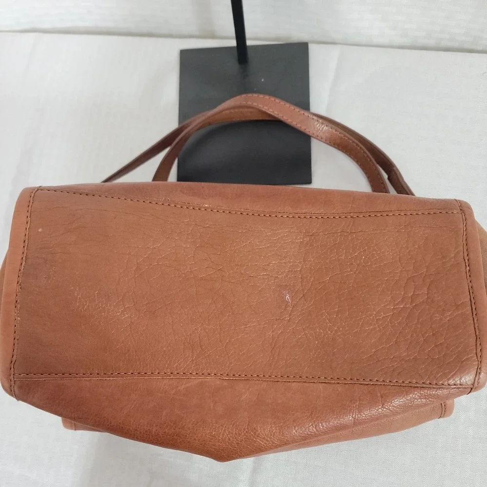 American Leather Co Lenox Triple Entry Satchel Tan Genuine Leather Shoulder Bag